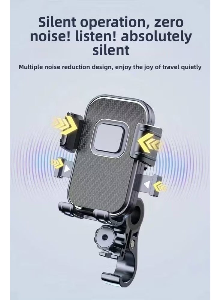 حامل هاتف أسود للمقود، مزود بقفل رباعي، يُفتح ويُغلق بسرعة في ثانية واحدة، مشبك هاتف قابل للتعديل للمقود، متوافق مع أجهزة آيفون وسامسونج - Image 5