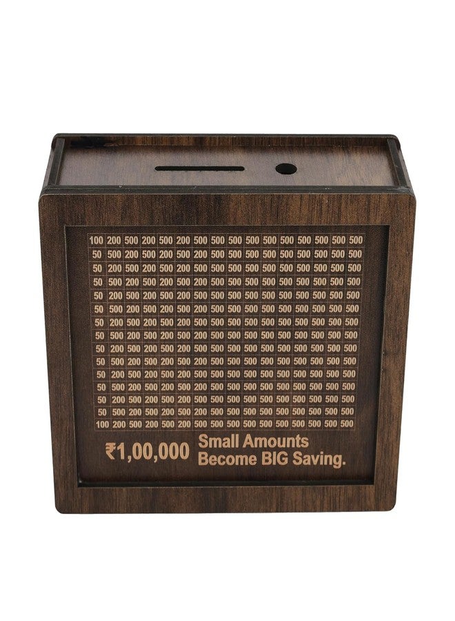 HomyReef Wooden Piggy Bank for Kids & Adults, Coin Box with Carved Design, Savings Box, Mini Bank, Donation Box, Smart Money Box, Wooden Coin Box, Money Saver, Piggy Bank with Numbers - Image 1