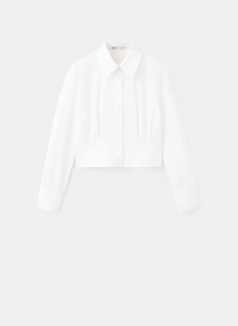 Mango 02-OFFWHITE Pleated Cotton Shirt for Women | Best Price UAE