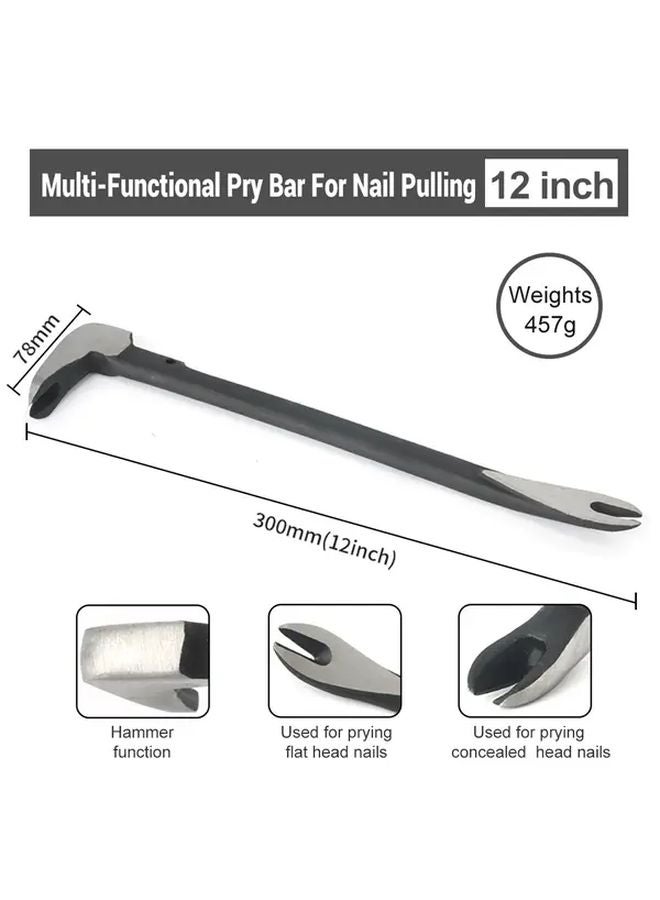 Heavy Duty Nail Puller Crowbar 305mm Manual Nail Remover Tool Non Slip Grip - Image 1