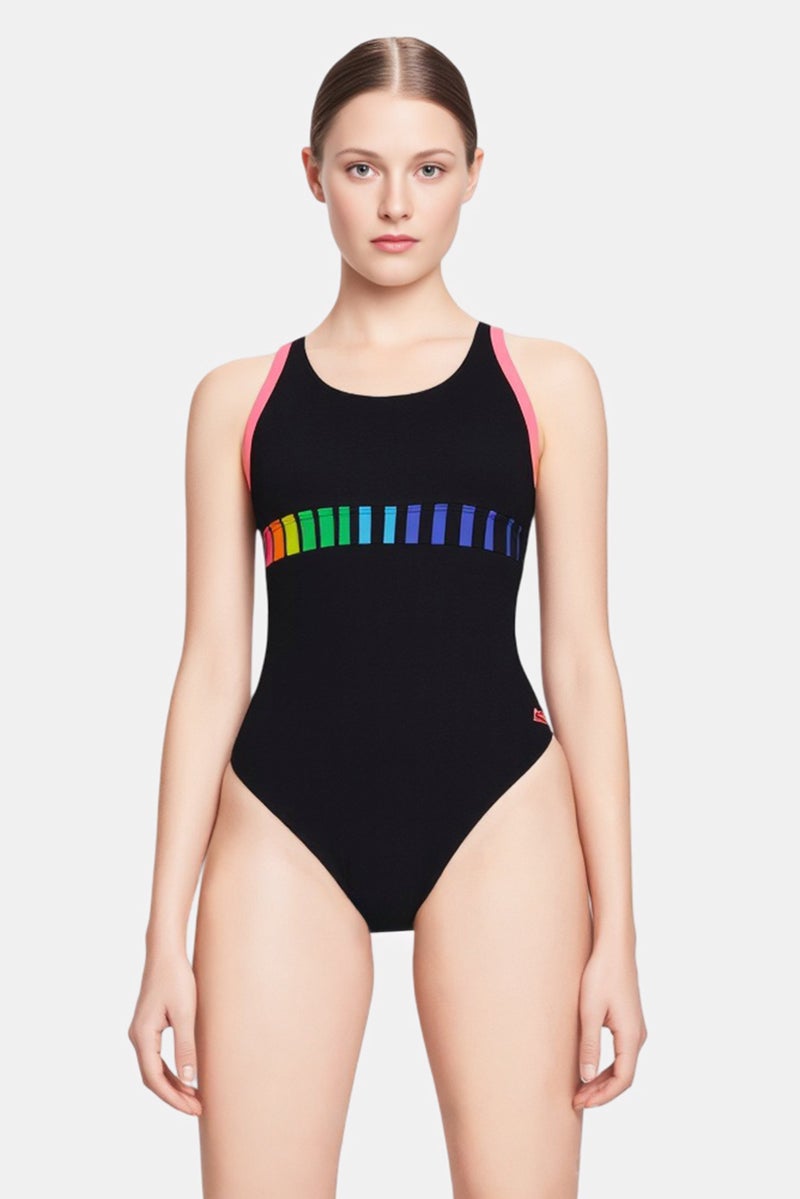ZOGGS ملابس سباحة قطعة واحدة بشعار العلامة التجارية للنساء، متعددة الألوان - Image 1