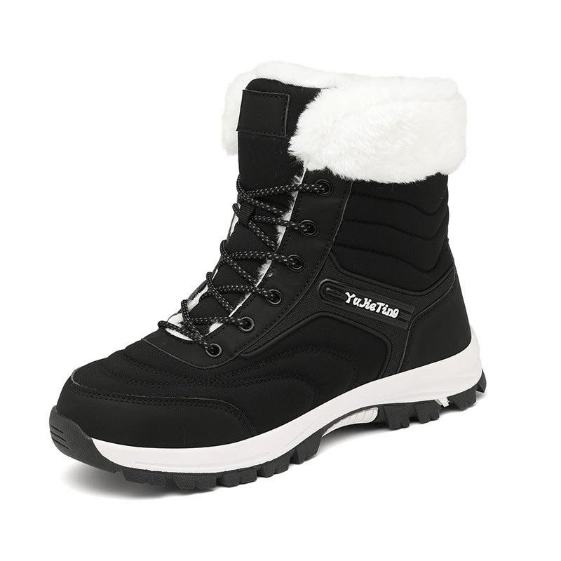 Cross-border snow boots mens winter warm boots mens and womens fleece-lined cotton shoes warm mens boots high-top shoes in stock wholesale Black