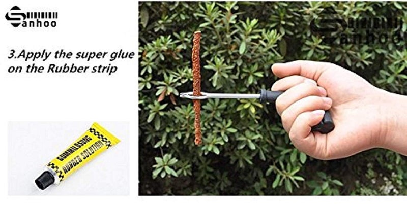 JAGGER Complete Tubeless Tyre Puncture Repair Kit (Nose Pliers + Cutter + Rubber Cement + Extra Strips) - Image 4