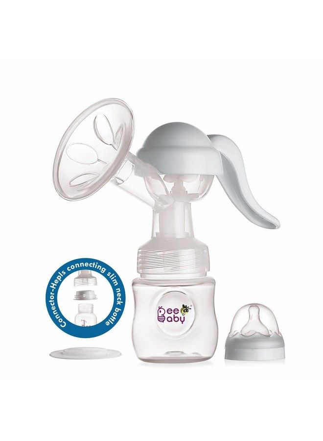 Beebaby Comfort Fit 2 In 1 Manual Breast Pump 3 Level Suction Adjustment Connector For Connecting Slim Neck Bottles. 100% Bpa Free White (Bbw009) - Image 1