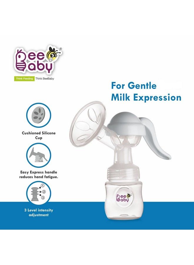 Beebaby Comfort Fit 2 In 1 Manual Breast Pump 3 Level Suction Adjustment Connector For Connecting Slim Neck Bottles. 100% Bpa Free White (Bbw009) - Image 5