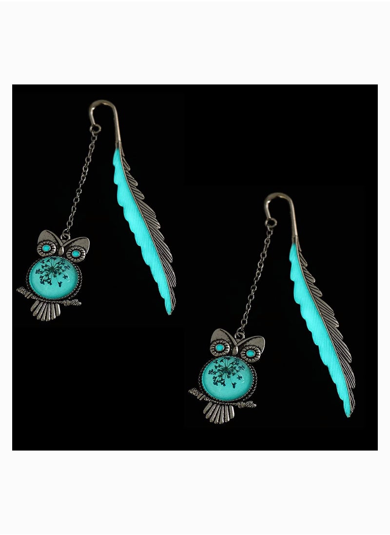 SYOSI - Bookmark Metal Bookmarks Retro Feather Owl Luminous Mark Friend Funny Glow in The Dark C ute Women Men Unique Pretty Separator Book Lovers Girls Kids Adults Gift owl - Image 1