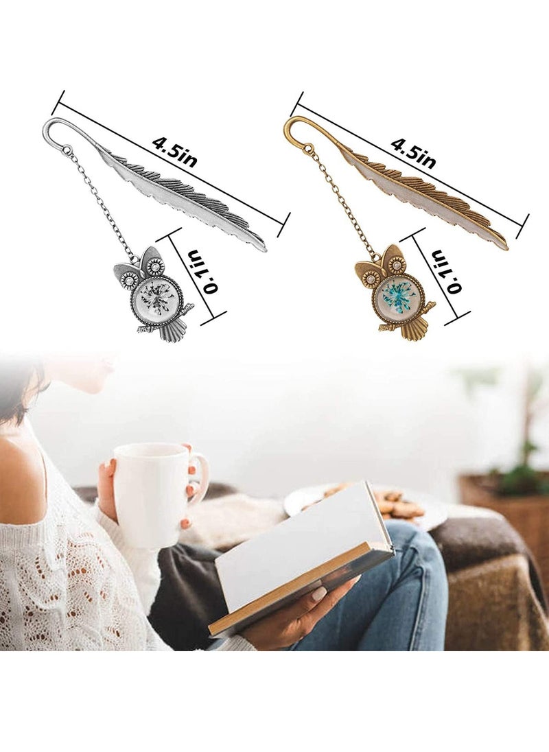 SYOSI - Bookmark Metal Bookmarks Retro Feather Owl Luminous Mark Friend Funny Glow in The Dark C ute Women Men Unique Pretty Separator Book Lovers Girls Kids Adults Gift owl - Image 1