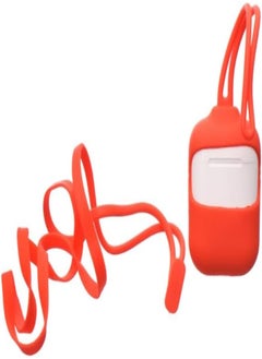 G-Power Silicone Airpod Protective Case Easy Install Containing Wrist Strap With Neck Strap And Safe Edges For Airpods 1/2 Set Of 3 Pieces - Red