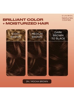 CLAIROL Textures & Tones Permanent Hair Dye, 2N Mocha Brown Hair Color, Pack Of 1 