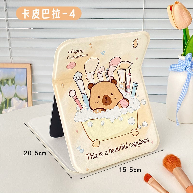 High-Value Folding Mirror Portable Makeup Mirror Hd Ins Style Mirror Dormitory Desktop Stand Dressing Mirror For Women - Image 1