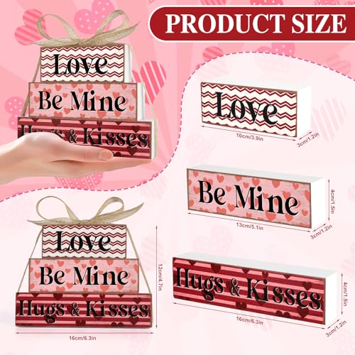 Sealmic Valentine's Day Decoration Reversible Valentine St. Patrick's Day Table Decoration Wooden Table Centerpieces Rustic Valentine Tabletop Sign Bundle Double Side Irish Tiered Tray Decor for Home Office Decor - Image 2