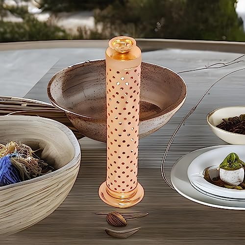 SWAURSAHA Stainless Steel Incense Stick Holder With Ash Catcher & Dhoop Holder, Ideal For Home (Set of 1, Copper), Round - Image 2