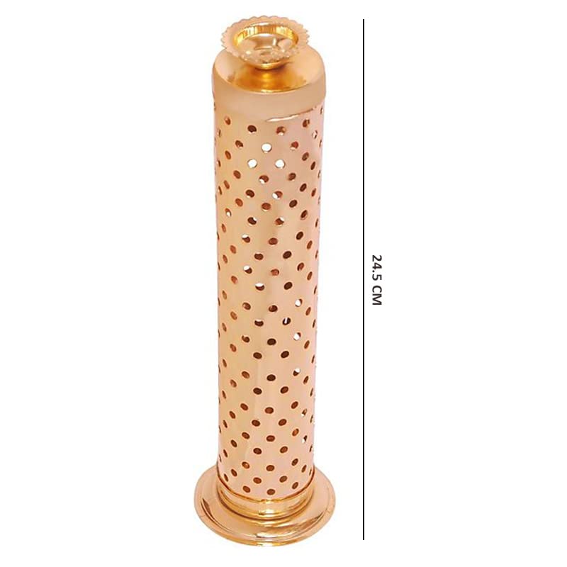 SWAURSAHA Stainless Steel Incense Stick Holder With Ash Catcher & Dhoop Holder, Ideal For Home (Set of 1, Copper), Round - Image 3