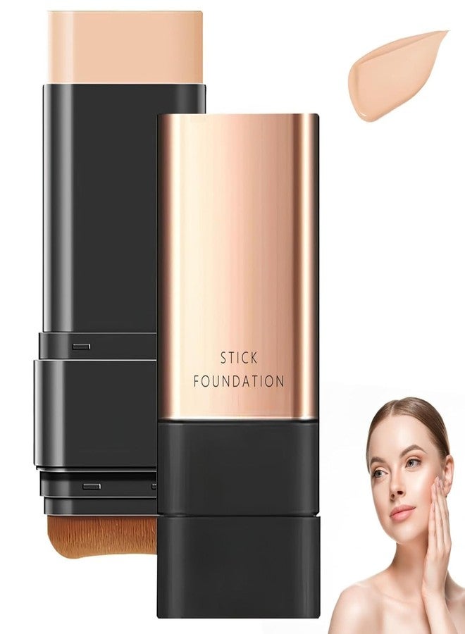 Luxenwell Stick Foundation with Built-in Brush | Full Coverage Makeup Stick | Smooth Blend, Long-Lasting, Lightweight Face Foundation for Women - Image 1