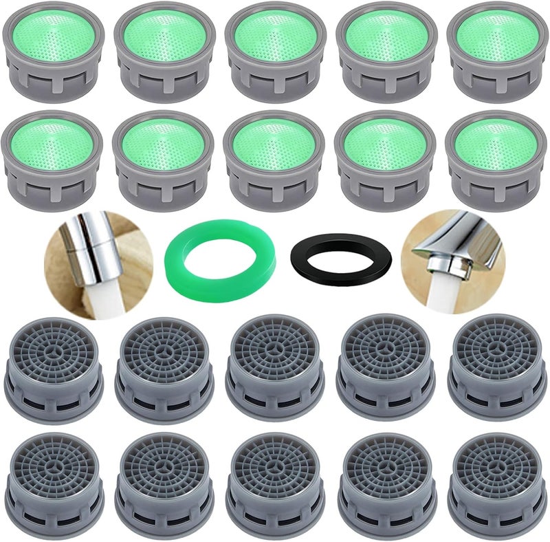BOETOADG Faucet Aerator, 1.5 GPM Flow Restrictor Plug-In Faucet Aerator Replacement Parts for Bathroom or Kitchen (Green 20 Pieces) - Image 1