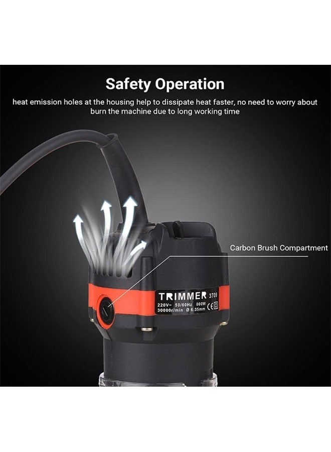 ماكينة قص الخشب الكهربائية متعددة الوظائف، وجهاز توجيه الخشب، وماكينة قص الصفائح الخشبية، وماكينة قص وتقطيع احترافية للأخشاب والنجارين مع 15 قطعة من قواطع الطحن، بقوة 800 وات و30000 دورة في الدقيقة، - Image 5