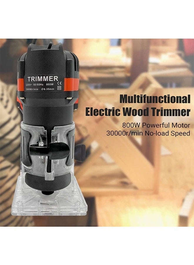 ماكينة قص الخشب الكهربائية متعددة الوظائف، وجهاز توجيه الخشب، وماكينة قص الصفائح الخشبية، وماكينة قص وتقطيع احترافية للأخشاب والنجارين مع 15 قطعة من قواطع الطحن، بقوة 800 وات و30000 دورة في الدقيقة، - Image 4