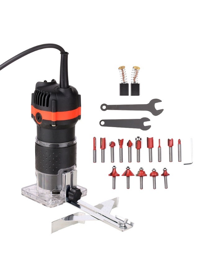 Multifunctional Electric Wood Trimmer Wood Router Laminate Trimmer Professional Slotting Trimming Grooving Machine for Woodworker Carpenter with 15pcs Milling Cutters 800W 30000rmin 220V - Image 1