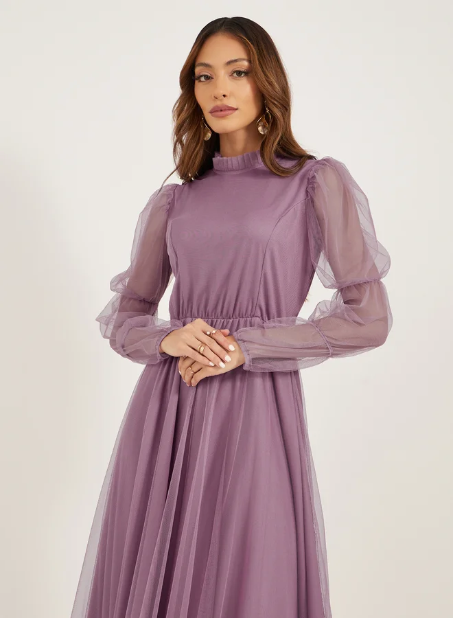 Styli Tulle Sleeve Maxi Dress