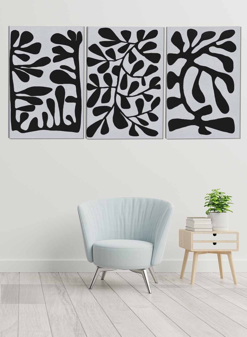 LOWHA Set Of 3 Framed Canvas Wall Arts Stretched Over Wooden Frame Abstract Paintings For Home Living Room Office Decor - Image 1