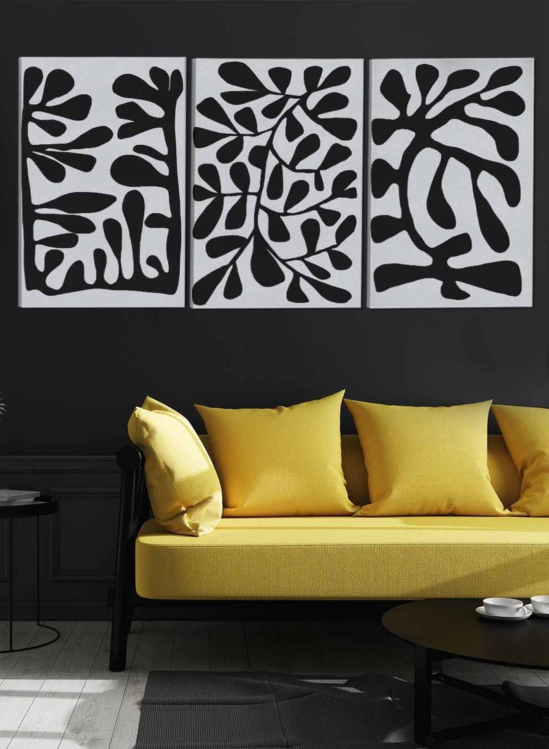 LOWHA Set Of 3 Framed Canvas Wall Arts Stretched Over Wooden Frame Abstract Paintings For Home Living Room Office Decor - Image 3