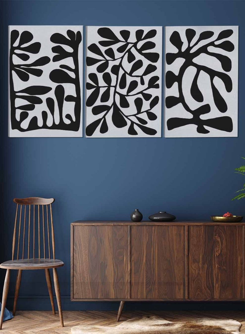 LOWHA Set Of 3 Framed Canvas Wall Arts Stretched Over Wooden Frame Abstract Paintings For Home Living Room Office Decor - Image 2