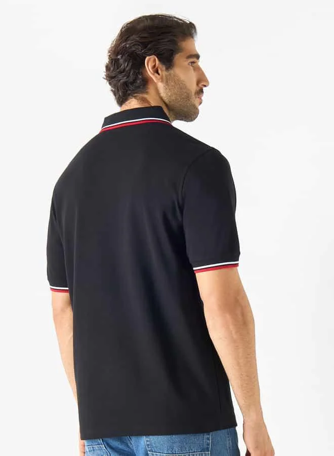Emperor Emperor Jeans Logo Embroidered Polo T-shirt with Tipping Detail