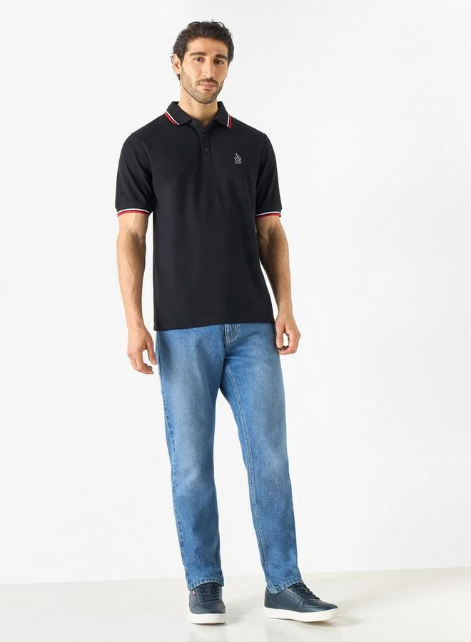 Emperor Emperor Jeans Logo Embroidered Polo T-shirt with Tipping Detail