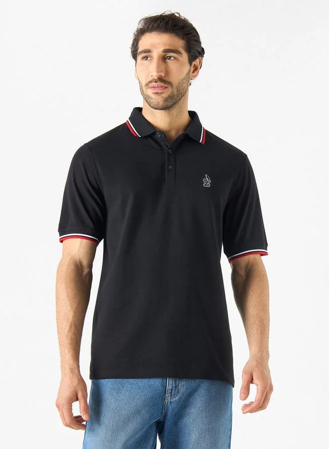 Emperor Emperor Jeans Logo Embroidered Polo T-shirt with Tipping Detail