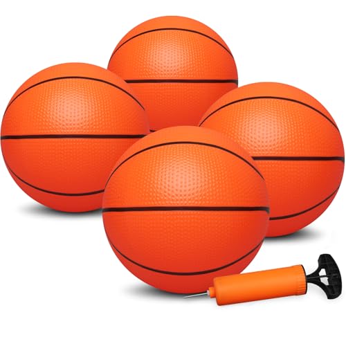 Dilabnba 8Inch Mini Basketball for Kids AdultsSize 3 Rubber Replacement Soft Bouncy Ball for Basketball Hoop Toddler Baby Beach Pool Ball for Sport Party GameOrange 4PCS - Image 1