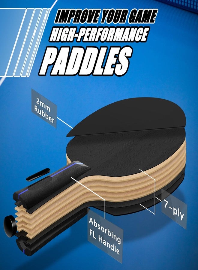 Senston Ping Pong Paddles, Premium Table Tennis Racket Set of 2 with 3 Ping Pong Balls Indoor/Outdoor Play (Black) - Image 2