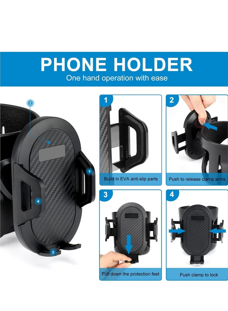 KASTWAVE 2-in-1 Stroller Cup Holder, Universal Cup Holder, with Phone Holder Mount, Large Caliber Designed Cup Drink Holder for Stroller, Bike, Wheelchair, Walker - Image 3