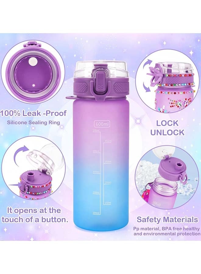 ثمانية فيبيهاوس مجموعة ملصقات للبنات لتزيين زجاجات المياه الخاصة بهن، ألعاب فنية وحرفية ممتعة للأعمار من سنوات، حرف يدوية بالرسم بالأحجار الكريمة، هدايا فنية وحرفية ممتعة للبنات في عيد الميلاد، لون أرجواني - Image 2