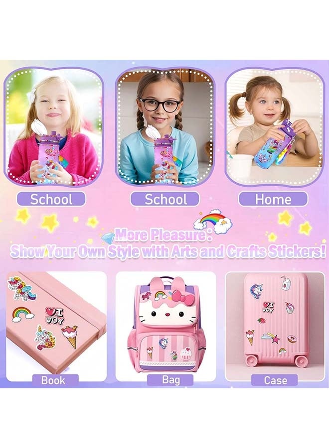 ثمانية فيبيهاوس مجموعة ملصقات للبنات لتزيين زجاجات المياه الخاصة بهن، ألعاب فنية وحرفية ممتعة للأعمار من سنوات، حرف يدوية بالرسم بالأحجار الكريمة، هدايا فنية وحرفية ممتعة للبنات في عيد الميلاد، لون أرجواني - Image 5