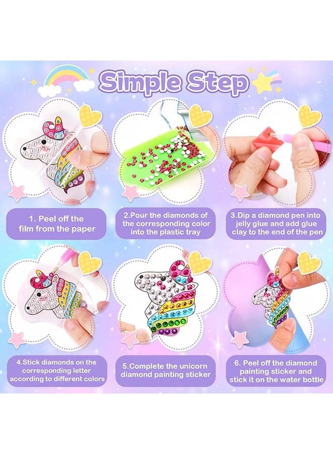 ثمانية فيبيهاوس مجموعة ملصقات للبنات لتزيين زجاجات المياه الخاصة بهن، ألعاب فنية وحرفية ممتعة للأعمار من سنوات، حرف يدوية بالرسم بالأحجار الكريمة، هدايا فنية وحرفية ممتعة للبنات في عيد الميلاد، لون أرجواني - Image 4