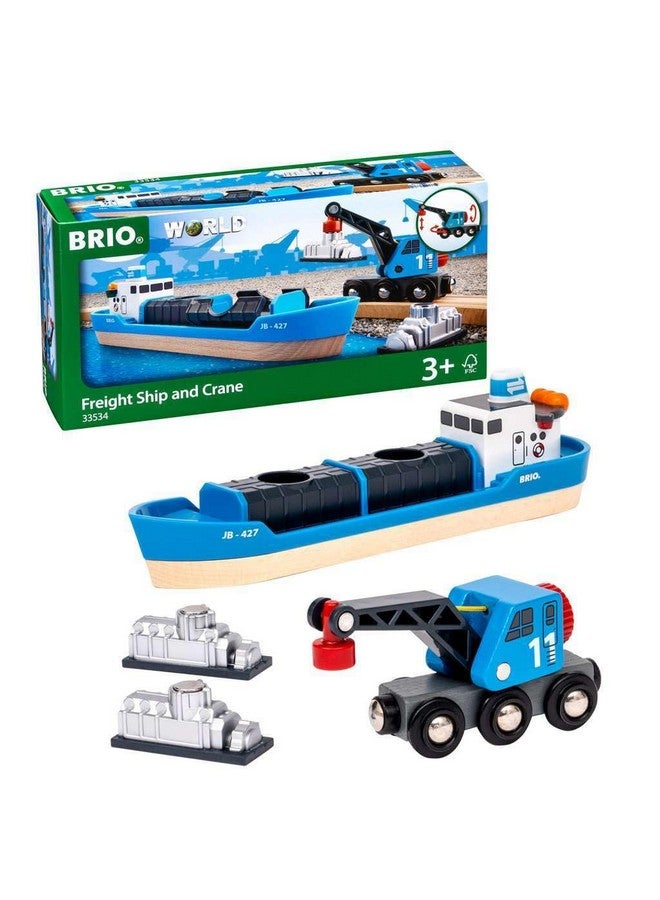 Brio BRIO World - 33534 Container Ship and Crane Wagon | Premium 4-Piece Kids Train Set Toy | Enhances Motor Skills & Creativity | Compatible with All Toys | Ideal for Toddlers Age 3+  - Image 2