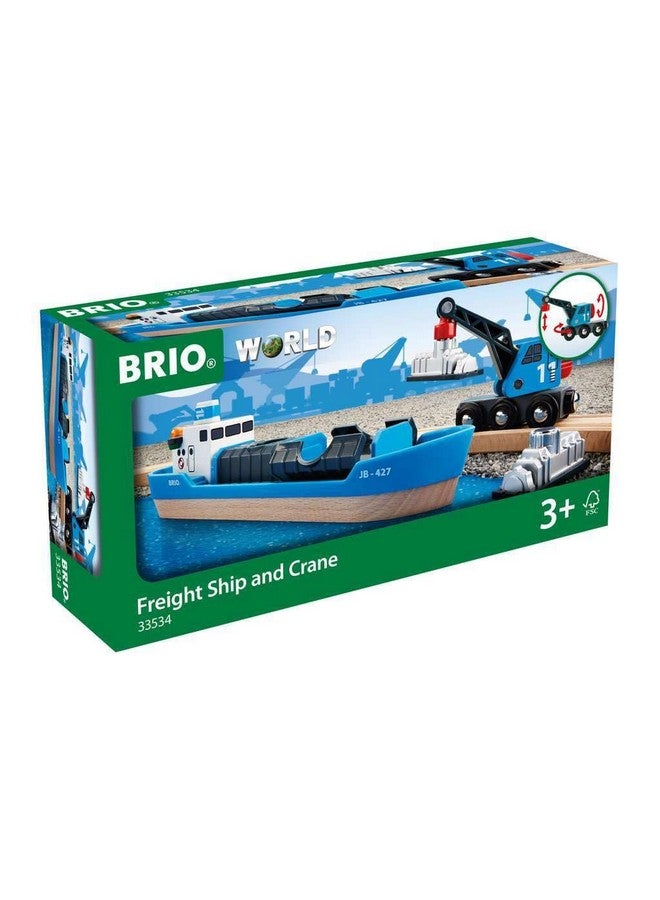 Brio BRIO World - 33534 Container Ship and Crane Wagon | Premium 4-Piece Kids Train Set Toy | Enhances Motor Skills & Creativity | Compatible with All Toys | Ideal for Toddlers Age 3+  - Image 1