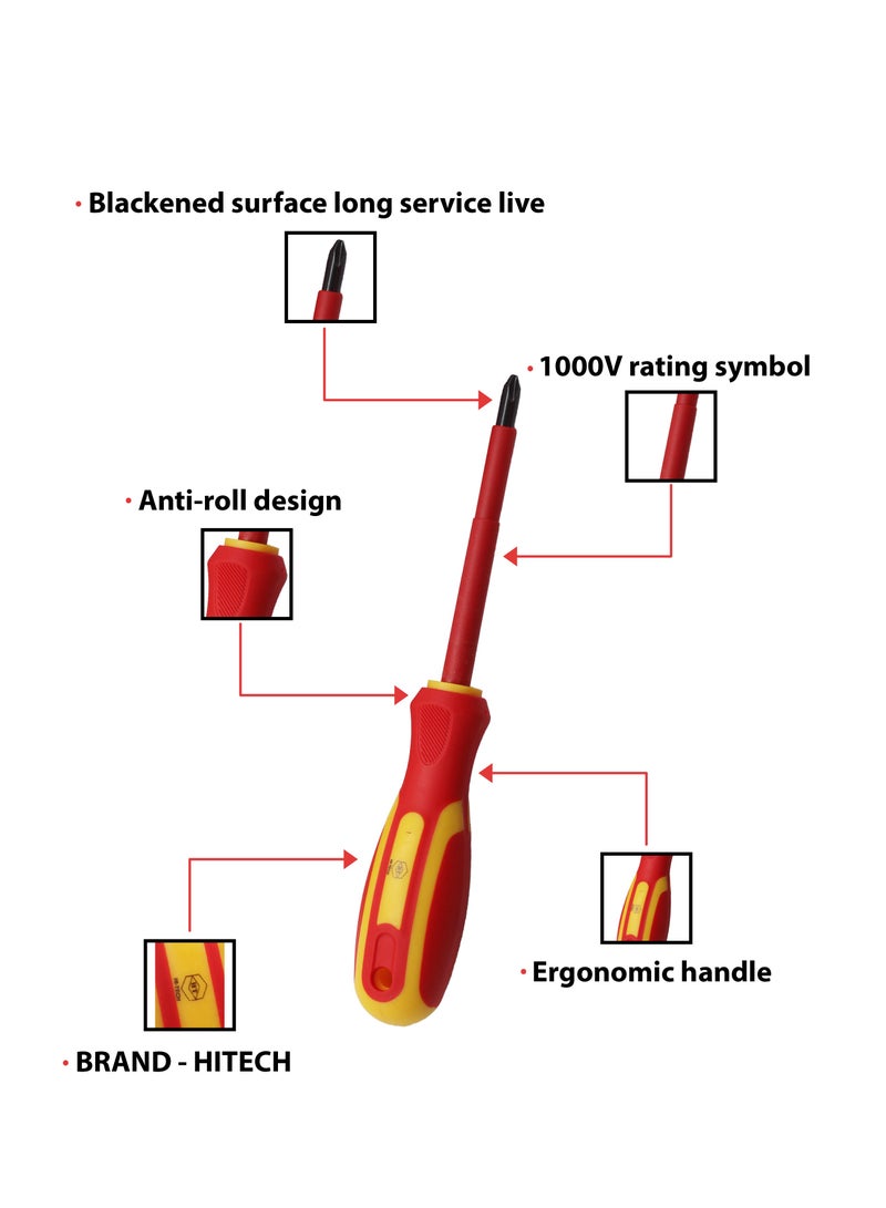 هاي-تيك مجموعة مفكات براغي معزولة 6 قطع فاخرة | مصنوعة من فولاذ الكروم فاناديوم عالي الجودة | مجموعة أدوات كهربائية - Image 4