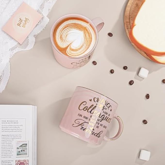 ALBISS هدايا لزميلات العمل، الفرصة التي جعلتنا زملاء عمل، زميل عمل، هدية لعيد الميلاد، الوداع، التقاعد، شكرًا لك، أفضل صديق، كوب رخامي وردي سعة 14 أونصة مع علبة ذهبية - Image 2