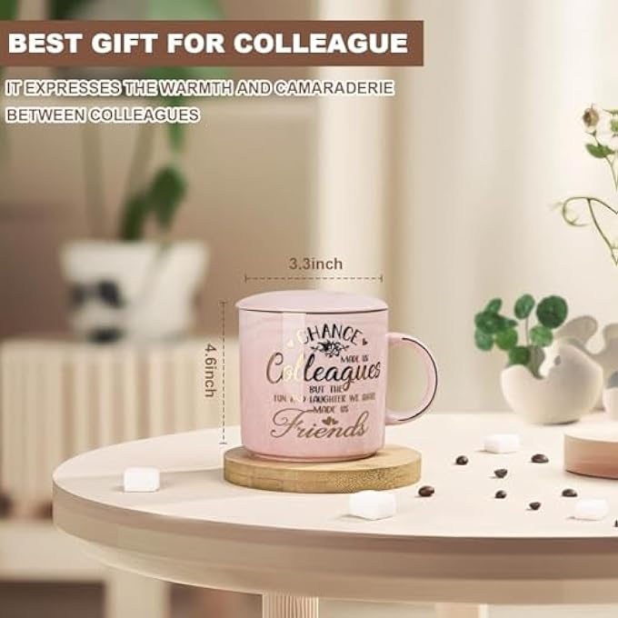 ALBISS هدايا لزميلات العمل، الفرصة التي جعلتنا زملاء عمل، زميل عمل، هدية لعيد الميلاد، الوداع، التقاعد، شكرًا لك، أفضل صديق، كوب رخامي وردي سعة 14 أونصة مع علبة ذهبية - Image 3