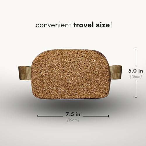 CITRUSY Boutique Fleece Belt Bag | Sherpa Crossbody Fanny Pack for Women Fashionable | Cute Mini Everywhere Bum Hip Waist Pack | Small Fashion Travel Chest Bag | Gold Accessories | Adjustable Small Strap | Caramel - Image 3
