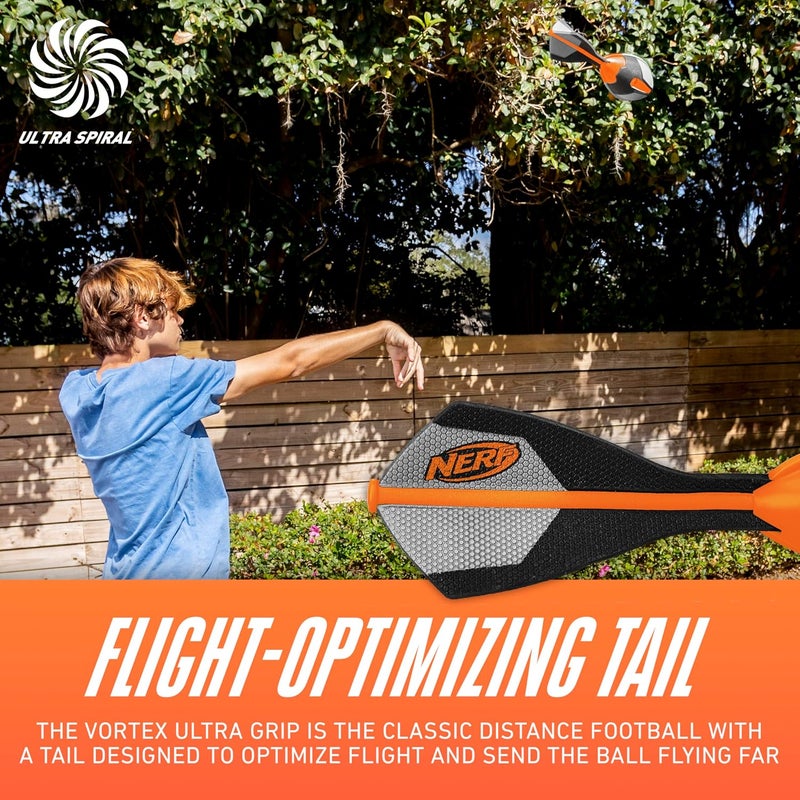 NERF Vortex Ultimate Grip Foam Football - Soft Vortex Football for Long-Distance Throws - All-Weather Perfect for Pool + Beach - Kids Ultimate Grip Whistle Foam Ball - Image 3