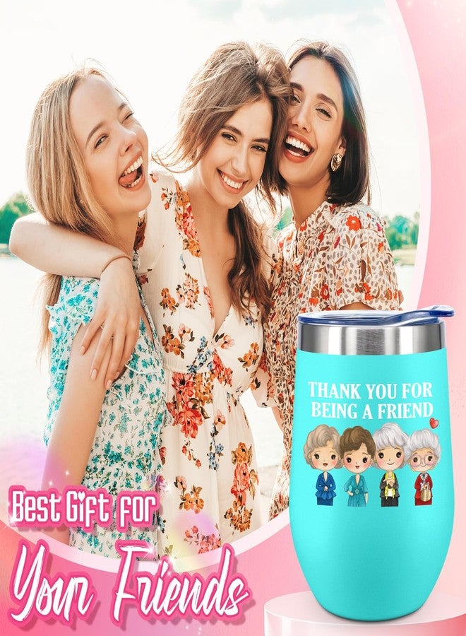 ATHAND Golden Girls Merchandise,Thank You for Being a Friend Gifts Novelty Friend Gifts Golden Girls Merchandise Friendship Tumbler for Women 12oz Wine Tumbler With Lid (Mint Green) (Pack of 1) - Image 2