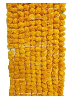 Generic SPHINX ARTIFICIAL MARIGOLD FLUFFY FLOWERS GARLANDS for DECORATION - PACK of 10 (LIGHT ORANGE)  - Image 1