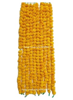 Generic SPHINX ARTIFICIAL MARIGOLD FLUFFY FLOWERS GARLANDS for DECORATION - PACK of 10 (LIGHT ORANGE)  - Image 2