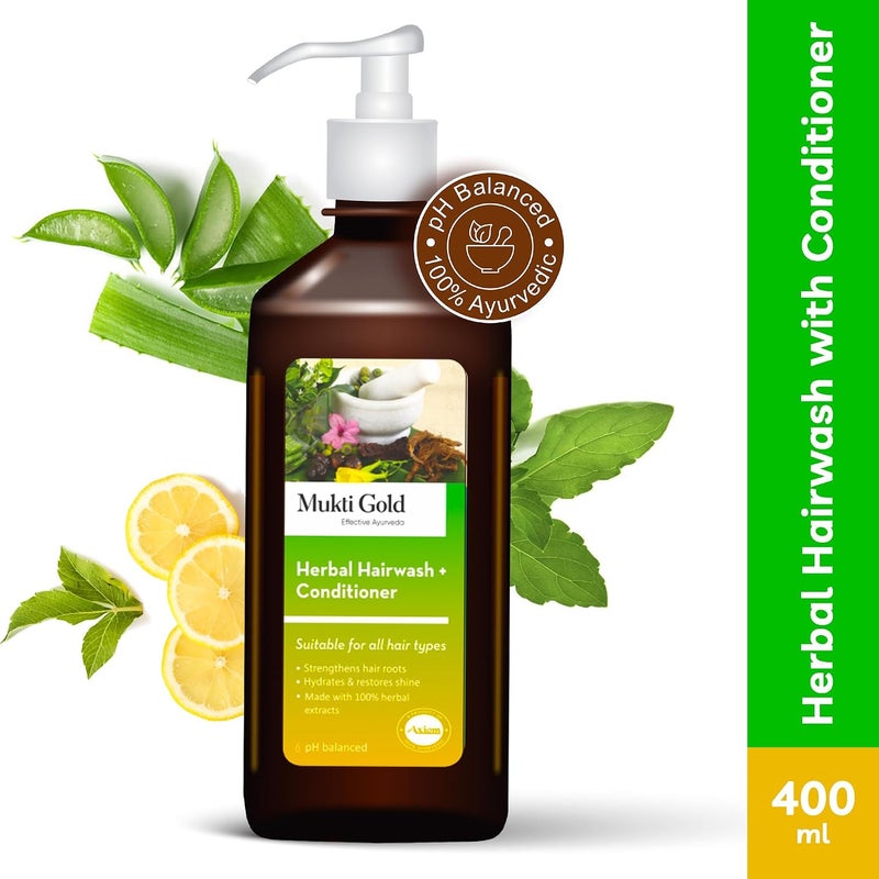 Axiom Mukti Gold Herbal Hairwash With Conditioner 500ml  With The Goodness Of Herbs  Made With Herbal Extracts  WHOGLPGMPISO Certified Product - Image 2