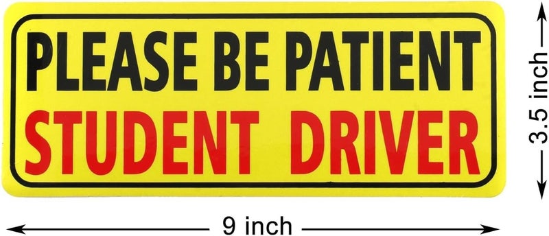 RYN PRINTED 2PCS Magnet for Car, Please Be Patient Student Driver, New Drivers Sticker Safety Warning, Magnetic Sticker (Black&Red) - Image 2