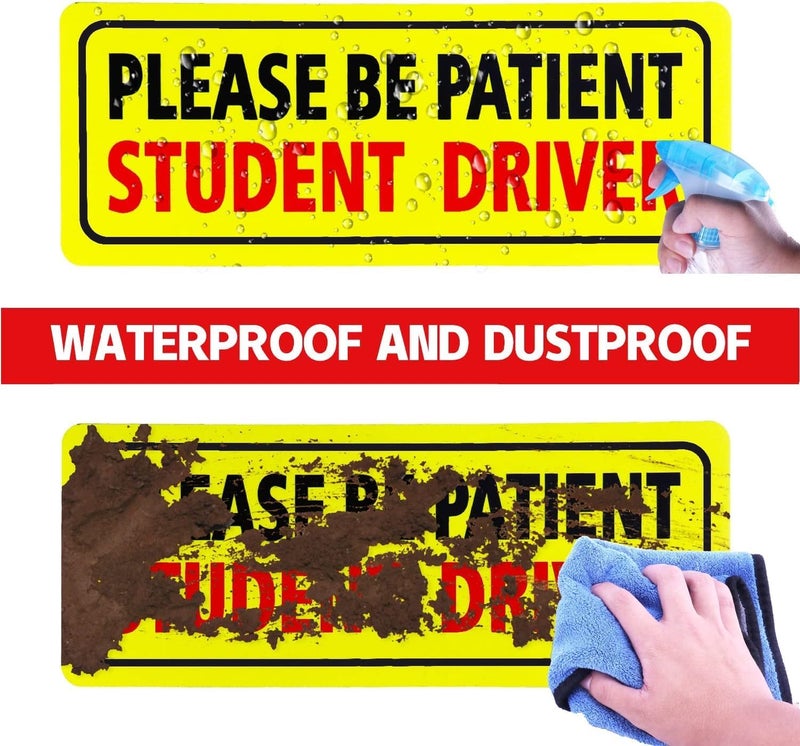 RYN PRINTED 2PCS Magnet for Car, Please Be Patient Student Driver, New Drivers Sticker Safety Warning, Magnetic Sticker (Black&Red) - Image 3