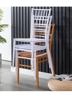 LANNY Jeffcoco Furniture Wedding Bamboo Plastic Chair For Party Dining Home Furniture Outdoor Balcony Chair (1 piece White Plastic)  - Image 3