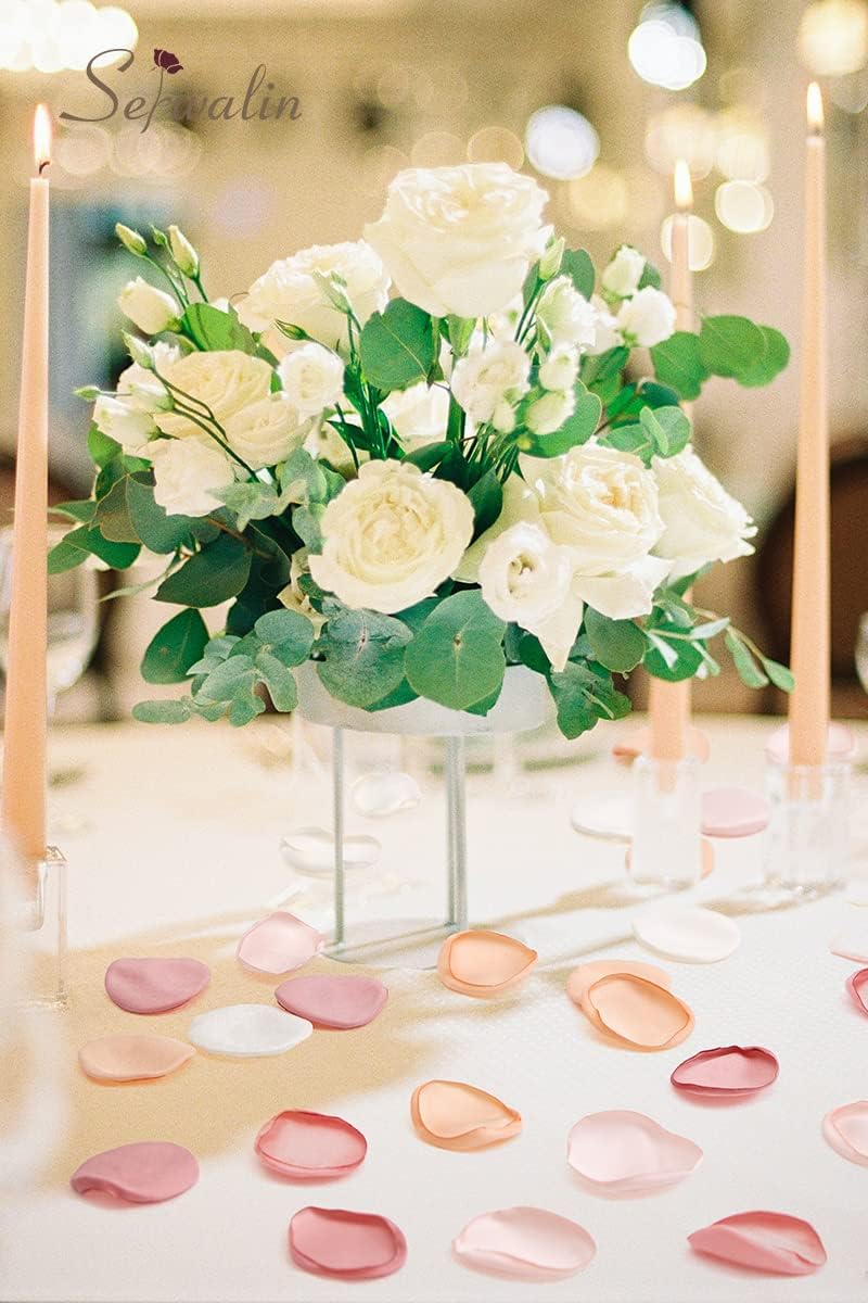 Serwalin 300Pcs Silk Rose Petals Artificial Flower Petals for Weddings Champagne Gold Petals Fake Flower Girl Petals for Wedding Flower Girl Basket Aisle Runner Bridal Shower (4 Color Mixes) - Image 4